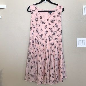 Torrid pink floral chiffon skater dress